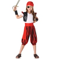 Disfraz de pirata con pantalón a rayas para niña