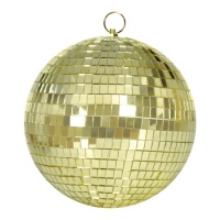 Bola de discoteca efecto espejo dorada de 30 cm