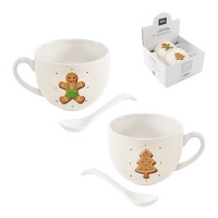 Tazas de 265 ml de Sweet Christmas con cucharas - 2 unidades