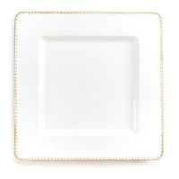 Plato con ribete dorado de 33 x 33 cm - DCasa