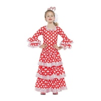 Disfraz de flamenca rojo y blanco para niña