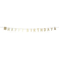 Guirnalda de Happy Birthday dorada 2 m