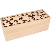 Caja de madera rectangular de estrellas de 33 x 12 x 12 cm