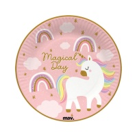 Platos de Unicornio magical de 18 cm - 8 unidades