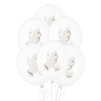 Globos de látex con paloma de 30 cm - PartyDeco - 6 unidades