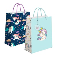 Bolsa regalo de 14 x 11,5 x 6,7 cm de Unicornios - 1 unidad