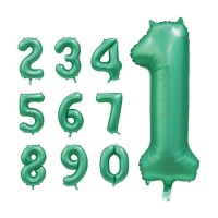 Globo de número verde satinado de 86 cm