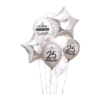 Globos surtidos de 25 Aniversario - 10 unidades