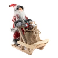 Figura de Papá Noel con trineo de 32 cm