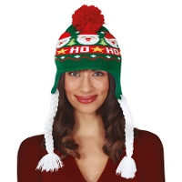 Gorro navideño de Papá Noel con trenzas