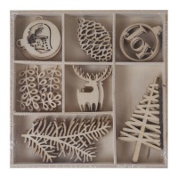 Figuras de madera troquelada de Joy the world - Artis decor - 35 unidades