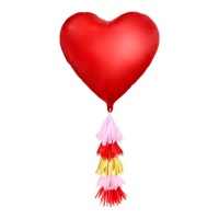 Globo de corazón rojo con tassel de 75 x 64,5 cm