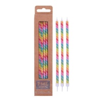 Velas largas multicolor de 15,5 cm - PME - 6 unidades