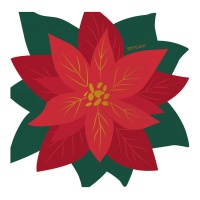 Servilletas con silueta de flor de pascua navideña de 16,5 x 16,5 cm - 20 unidades