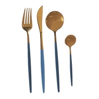 Cubertería vintage dorado y gris - 8 unidades