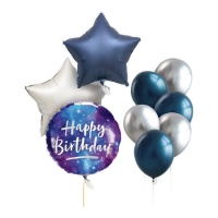 Bouquet del espacio Happy Birthday - 9 unidades