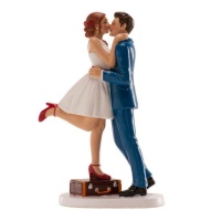 Figura para tarta de boda de novios con maleta de 16 cm - Dekora