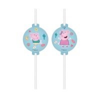 Pajitas de Peppa Pig y George de 22 cm - 4 unidades