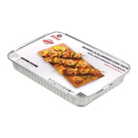 Envase de aluminio desechable rectangular con tapa de 31,2 x 21,8 x 3,5 cm - 5 unidades