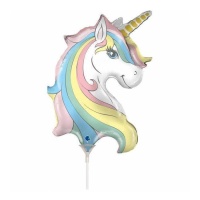 Globo de cabeza de unicornio pastel de 20 x 30 cm - Grabo - 10 unidades