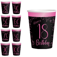 Vasos de Elegant Pink de números de 250 ml - 8 unidades