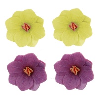 Obleas de flores de Hortensias morado y amarillo de 3,7 cm - FunCakes - 18 unidades