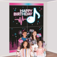 Kit para photocall de Tik Tok Happy Birthday con mural - 16 unidades
