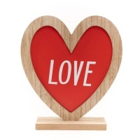Figura de sobremesa de madera de corazón