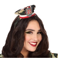 Diadema con mini sombrero militar
