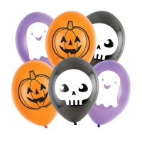 Globos de látex de figuras de Halloween colores surtidos - 6 unidades