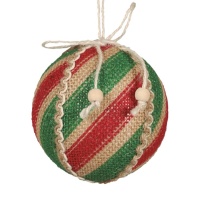 Colgante para el árbol a rayas rojas y verdes con forma de bola de 10 cm