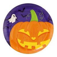 Platos de calabaza sonriente de 18 cm - 8 unidades