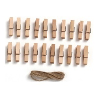 Pinzas de madera color natural de 3,5 cm - 20 unidades