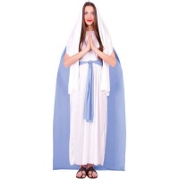 Disfraz de Virgen María con cinturon azul para mujer