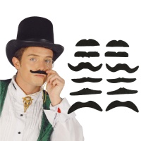 Bigotes adhesivos surtidos - 12 unidades