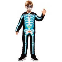 Disfraz de esqueleto azul para niño