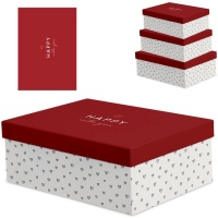 Caja rectangular con corazones - DCasa - 3 unidades