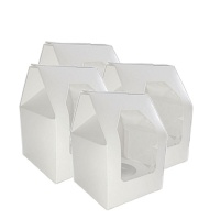 Caja para 1 cupcake blanca con ventana de 9,3 x 9,3 x 12 cm - Sweetkolor - 5 unidades