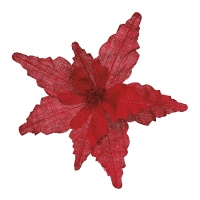 Rama decorativa de flor de Navidad roja de 35 cm