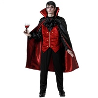 Disfraz de conde Drácula rojo y negro para hombre