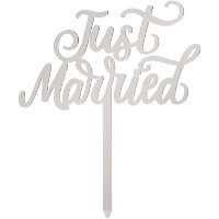 Topper para tarta de Just Married plateado