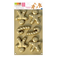 Molde de muñecos de jengibre de silicona de 29,5 x 17,5 cm - Scrapcooking - 6 cavidades