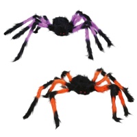 Araña negra y de color peluda de 75 cm