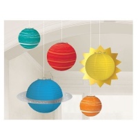 Faroles decorativos Espacio Exterior Planetas - 5 unidades
