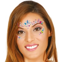 Joyas faciales adhesivas de lágrimas y círculos multicolor