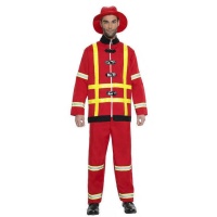 Disfraz de bombero rojo y amarillo para hombre