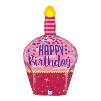 Globos de cupcake de destellos Happy Birthday de 89 cm - Grabo