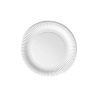 Platos de 20 cm redondos de cartón compostable blanco con cenefa - 10 unidades