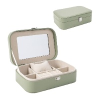Joyero de color verde de 22 x 14,5 x 7 cm