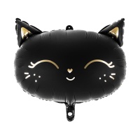 Globo silueta de cabeza de Gato negro de 48 x 36 cm - PartyDeco
